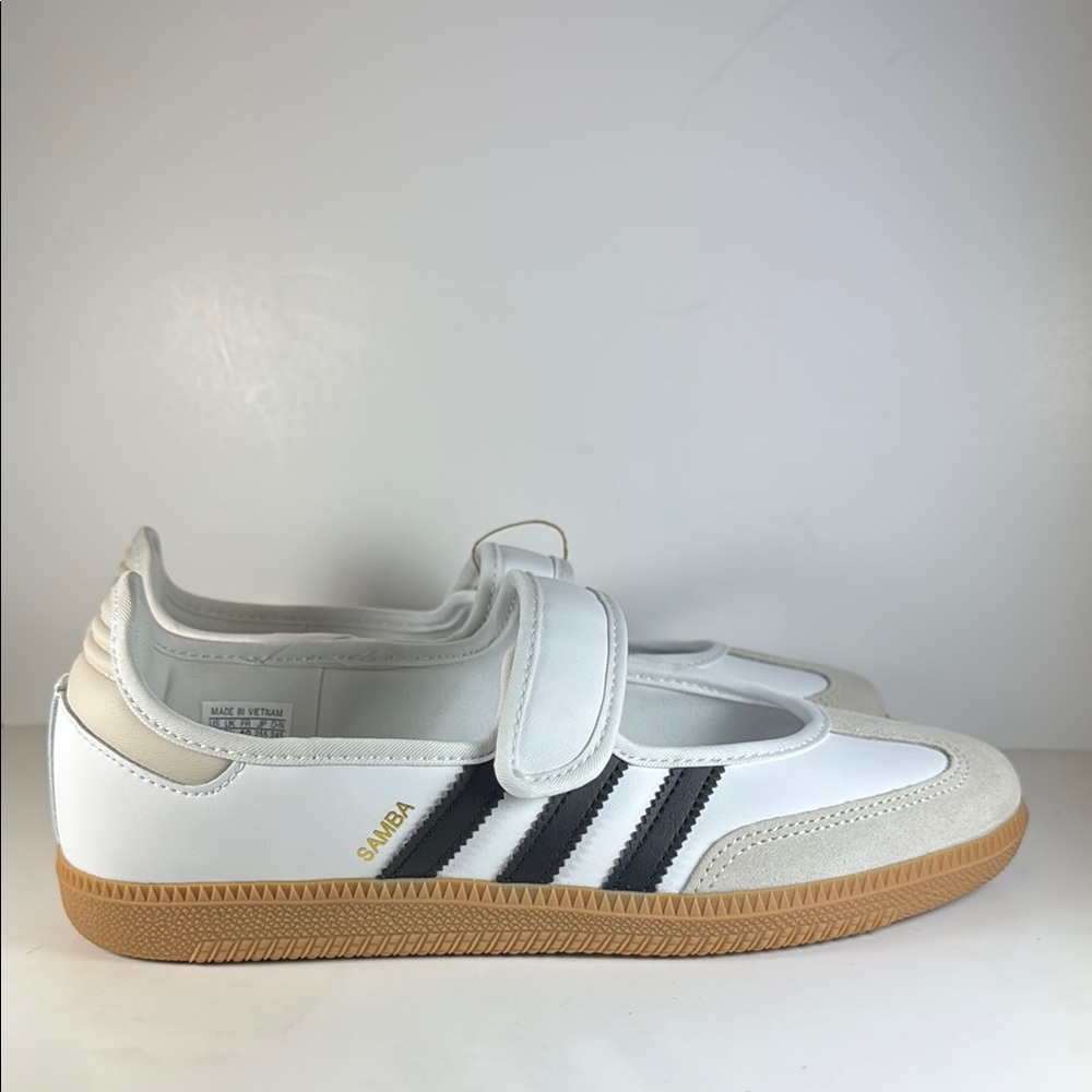 Adidas Samba Jane Women’s Size 7 White Black Gum Sneakers Mary Jane Shoes
